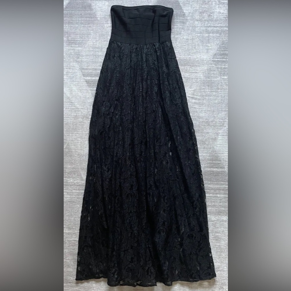 Bebe XS Black Strapless Maxi Dress